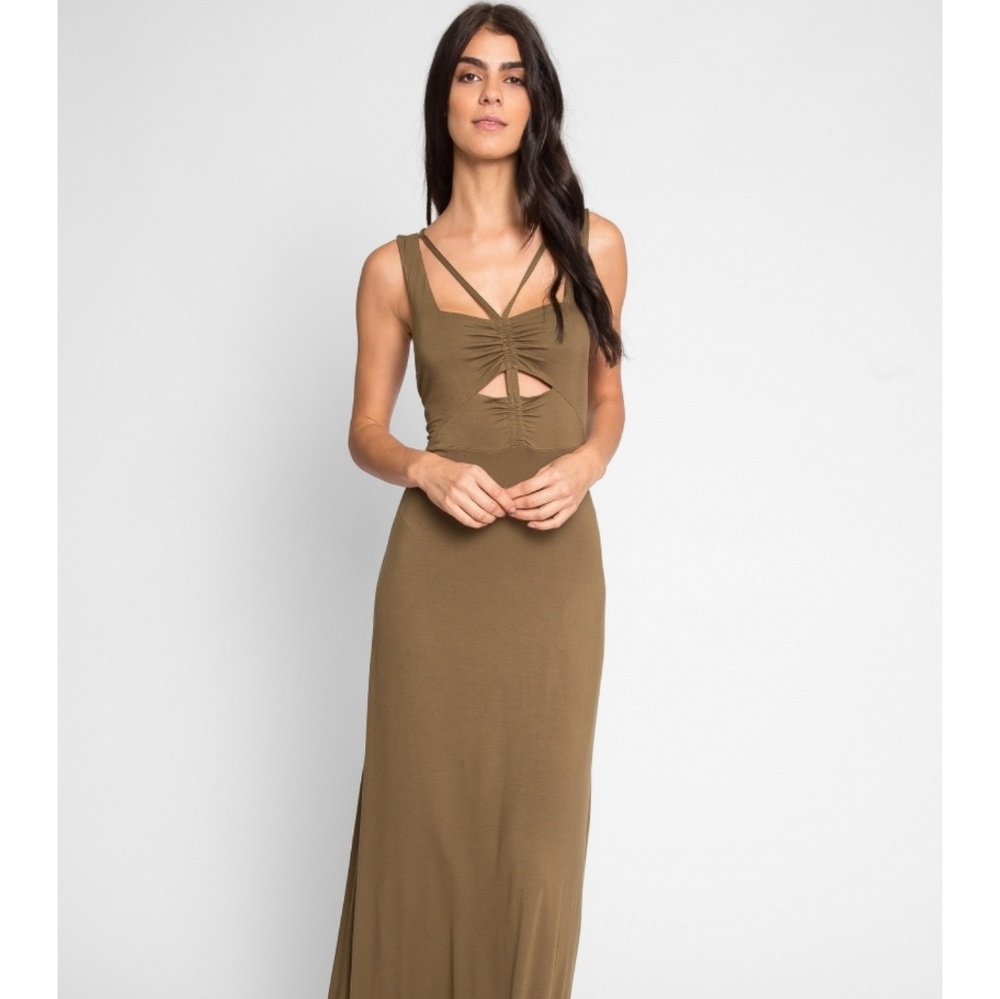 Army green strappy maxi...fall trend
